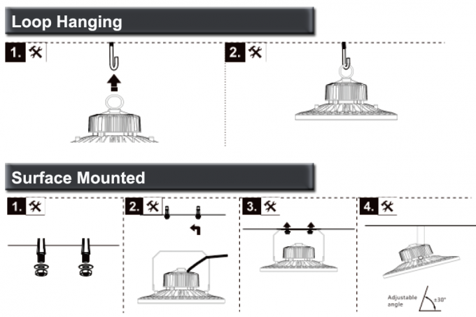 Schwarze hohe Bucht Meanwell UFO/Bucht-Luftströmungs-Kühlkörper Sosen-Antriebs-runder LED hoher